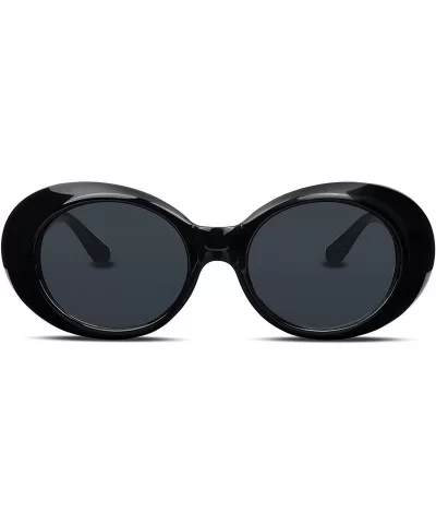 Clout Goggles Kurt Cobain Sunglasses Retro Oval Women Sunglasses B2253 - Black - CI185I79H2M $12.37 Round