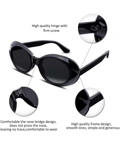 Clout Goggles Kurt Cobain Sunglasses Retro Oval Women Sunglasses B2253 - Black - CI185I79H2M $12.37 Round