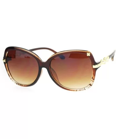 Womens Pearl Jewel Arm Luxury Diva Butterfly Designer Sunglasses - Brown Clear Brown - CY12O3SUMOZ $17.22 Butterfly