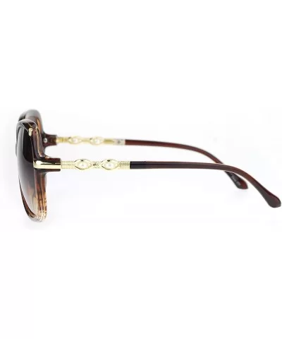 Womens Pearl Jewel Arm Luxury Diva Butterfly Designer Sunglasses - Brown Clear Brown - CY12O3SUMOZ $17.22 Butterfly