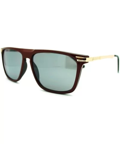 Flat Top Thin Square Frame Sunglasses Unisex Casual Fashion - Burgundy - CL1864OCNIK $12.75 Square