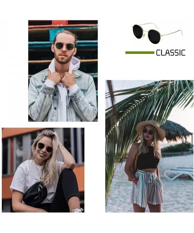 Round Sunglasses for Men Polarized Vintage Womens Men's Sun Glasses Hippie Retro Small Circle Glass - CV18X4TORH8 $13.48 Round