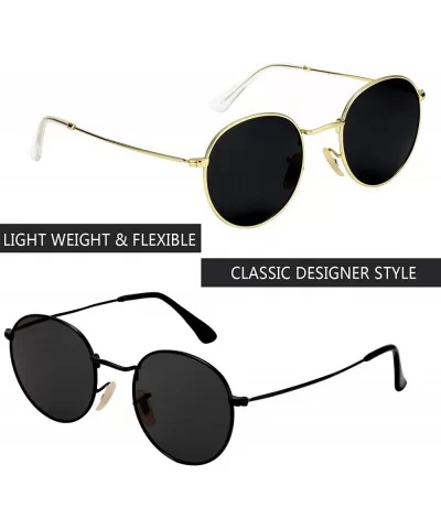 Round Sunglasses for Men Polarized Vintage Womens Men's Sun Glasses Hippie Retro Small Circle Glass - CV18X4TORH8 $13.48 Round