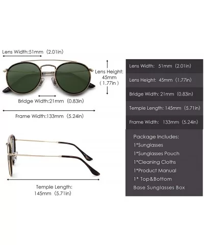 Small Polarized Round Sunglasses for Women Vintage Double Bridge Frame - Gold Frame / Polarized Green Lens - CR185THZ03U $39....