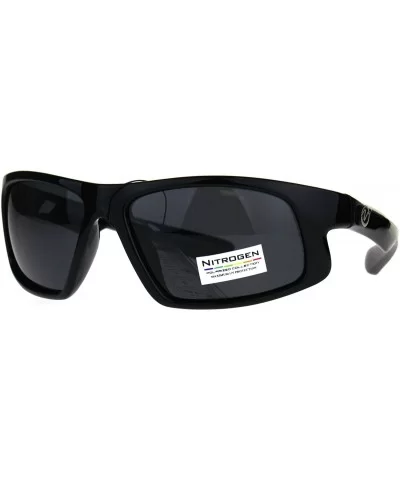 Nitrogen Mens Polarized Lens Sunglasses Wrap Around Rectangular UV 400 - Black Green - C2189WH97NM $16.63 Wrap