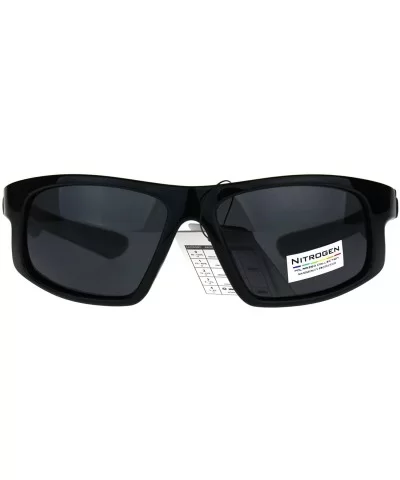 Nitrogen Mens Polarized Lens Sunglasses Wrap Around Rectangular UV 400 - Black Green - C2189WH97NM $16.63 Wrap