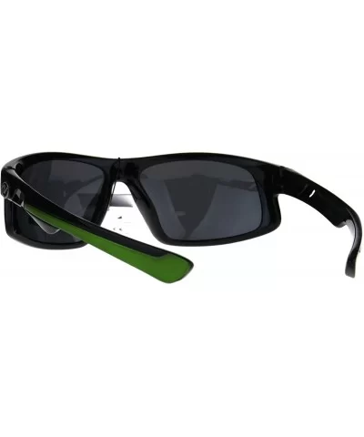 Nitrogen Mens Polarized Lens Sunglasses Wrap Around Rectangular UV 400 - Black Green - C2189WH97NM $16.63 Wrap