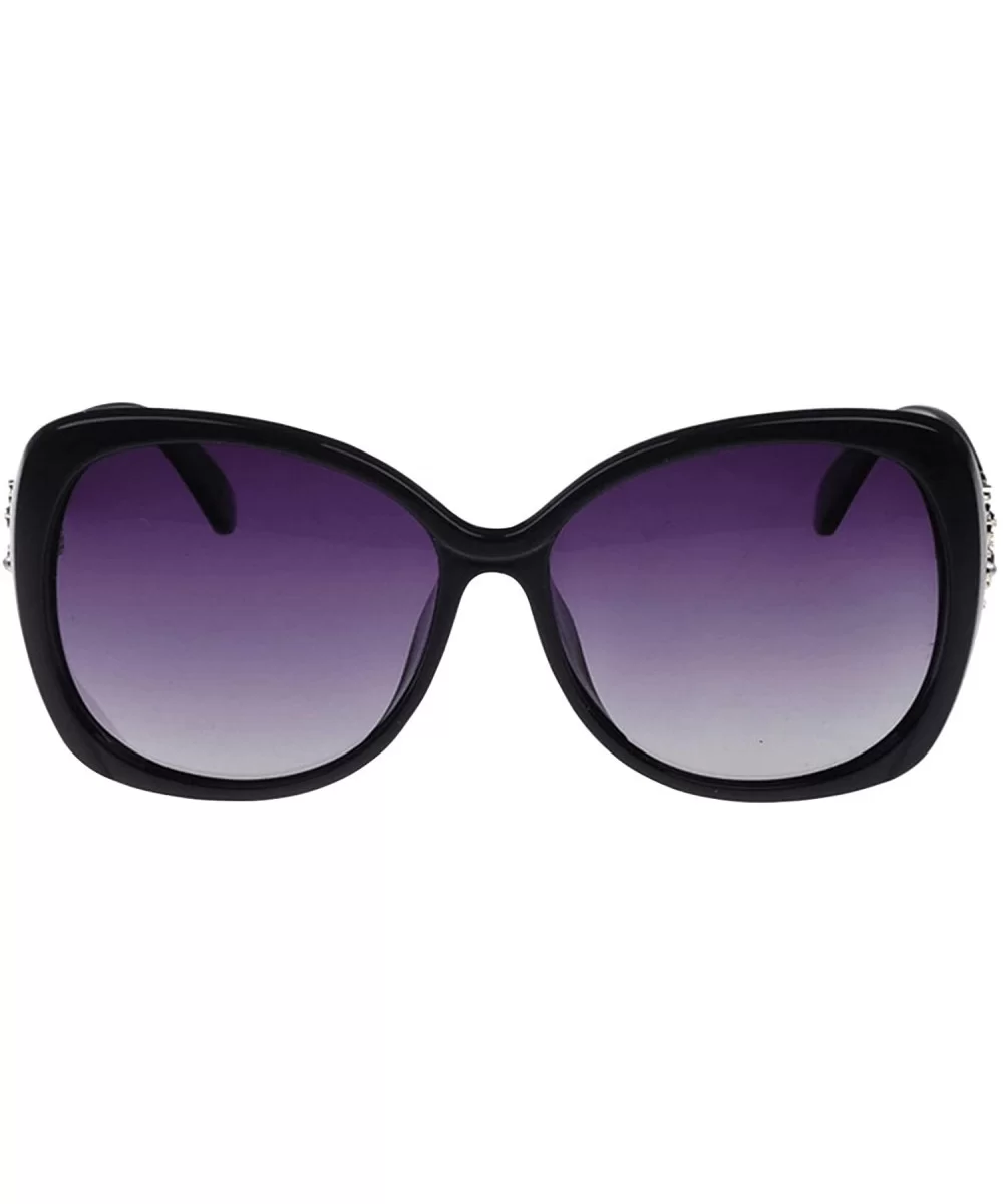 High-grade Ladies Gradient Polarizer Rose Set Auger Sun Glasses - Bright Black - CA11ZJZ2OPR $25.29 Sport