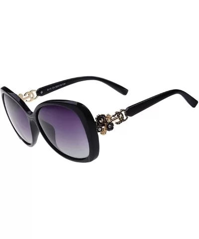 High-grade Ladies Gradient Polarizer Rose Set Auger Sun Glasses - Bright Black - CA11ZJZ2OPR $25.29 Sport