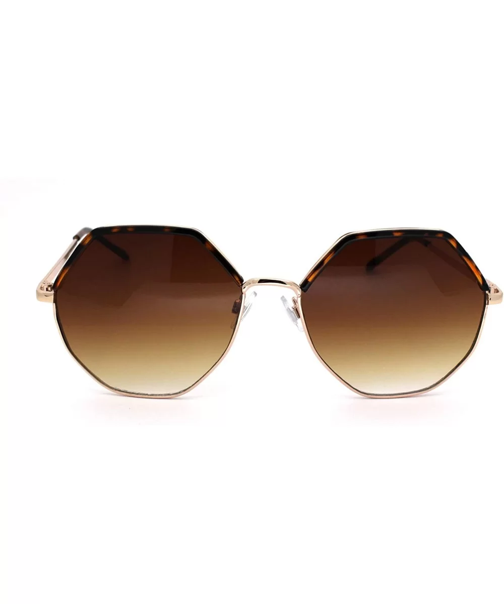 Womens Squared Octagonal Gradient Lens Hippie Retro Sunglasses - Gold Tortoise Gradient Brown - CI18WOKD8HS $16.70 Rectangular