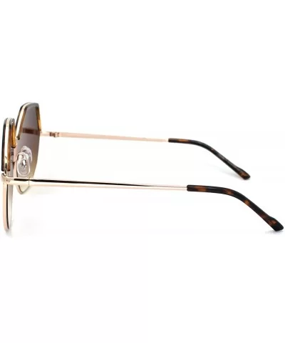 Womens Squared Octagonal Gradient Lens Hippie Retro Sunglasses - Gold Tortoise Gradient Brown - CI18WOKD8HS $16.70 Rectangular