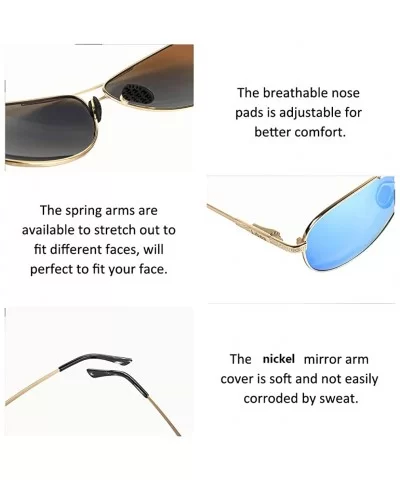 Men's Polarized Aviator Sunglasses - Classic Military Sunglasses for men - Gold Frame/Blue Lens - CT18QIRWR88 $31.38 Sport