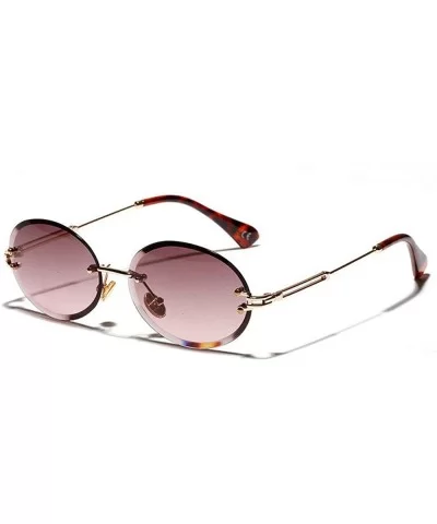 2019 New Fashion Oval Rimless Diamond Cut Edge Women Sunglasses - Purple - CX18HCCMAIO $17.78 Oversized