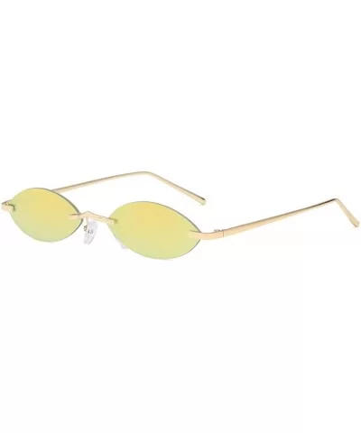 Unisex Fashion Metal Frame Oval Candy Colors small Sunglasses UV400 - Gold - CL18NOACO6X $13.46 Oval