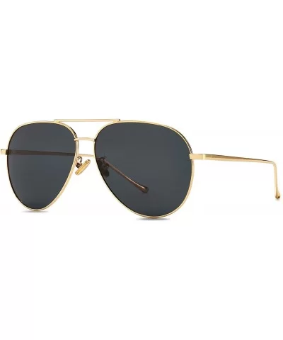 Women's Lightweight Oversized Aviator Sunglasses - Mirrored Polarized Lens - C318YQOH77L $24.51 Round