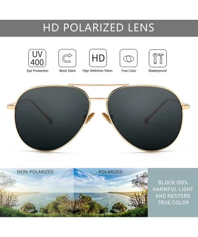 Women's Lightweight Oversized Aviator Sunglasses - Mirrored Polarized Lens - C318YQOH77L $24.51 Round