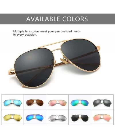 Women's Lightweight Oversized Aviator Sunglasses - Mirrored Polarized Lens - C318YQOH77L $24.51 Round