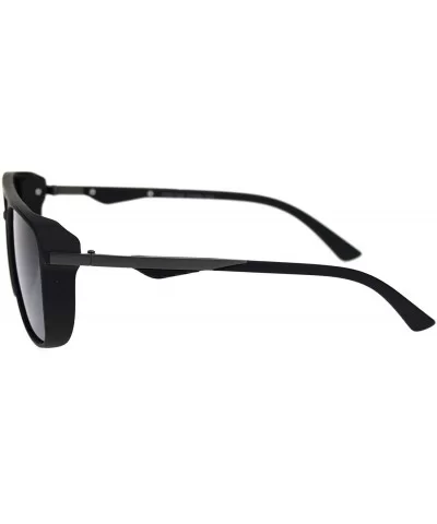 Unisex Sporty Fashion Sunglasses Square Side Cover Matte Frame UV 400 - Black (Black) - C618TRHX9RH $14.45 Square