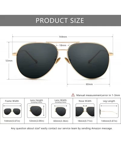 Women's Lightweight Oversized Aviator Sunglasses - Mirrored Polarized Lens - C318YQOH77L $24.51 Round