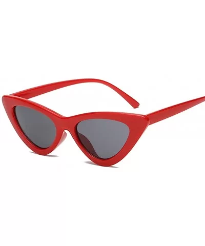 2Pcs Set Woman Girls Female Cat Eye Triangle Frame Sunglasses New UV400 - Red Gray & Black Green - C7198CNG0RX $20.02 Cat Eye