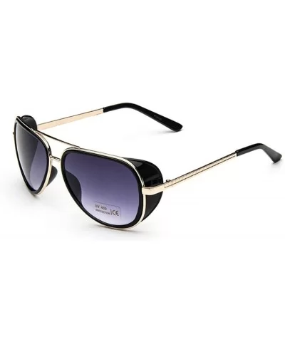 Unisex S005 Horn Rimmed Metal Frame Side Shield Aviator 58mm Sunglasses - Black+purple - C911ZHND3LZ $13.74 Goggle
