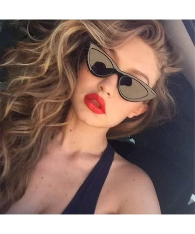 Retro Clout Goggles Vintage Cat Eye Sunglasses Women Glasses Kurt Cobain Trendy Narrow Plastic Frame - C418I5DCAMQ $13.15 Goggle