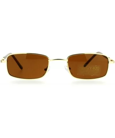 Small Thin Metal Rectangular Frame Sunglasses Unisex Design Spring Hinge - Gold - CI187C6CZXS $11.88 Rectangular