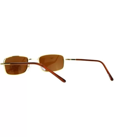 Small Thin Metal Rectangular Frame Sunglasses Unisex Design Spring Hinge - Gold - CI187C6CZXS $11.88 Rectangular