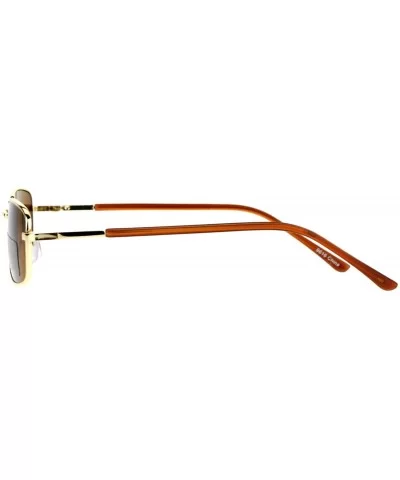 Small Thin Metal Rectangular Frame Sunglasses Unisex Design Spring Hinge - Gold - CI187C6CZXS $11.88 Rectangular