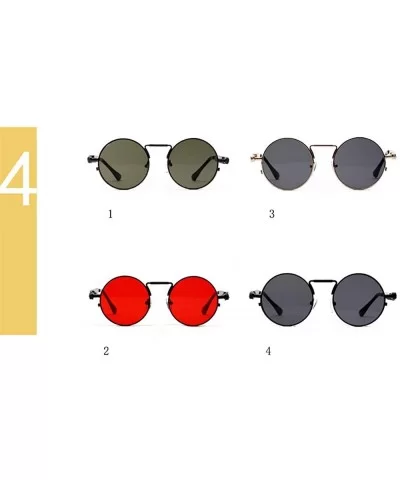 Vintage Steampunk Red Sunglasses Men Round Punk Metal Retro Sun Glasses Women - Grey - CU199L4R9YK $18.40 Round