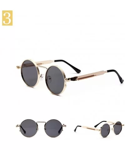 Vintage Steampunk Red Sunglasses Men Round Punk Metal Retro Sun Glasses Women - Grey - CU199L4R9YK $18.40 Round