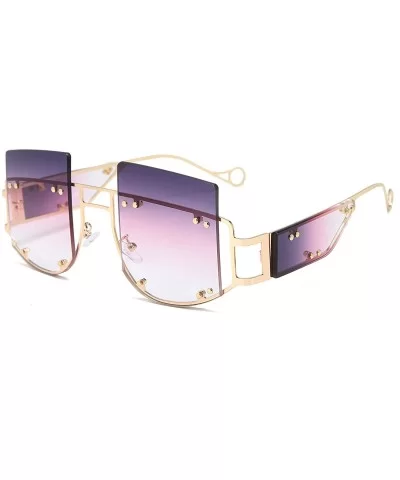 Woman Retro Oversized Big Square Frame UV400 Polarized Sunglasses for Female 2130 - Purple - CI18ZA5A65W $51.01 Oversized