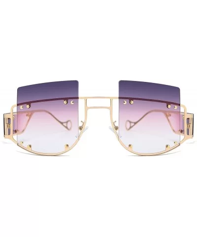 Woman Retro Oversized Big Square Frame UV400 Polarized Sunglasses for Female 2130 - Purple - CI18ZA5A65W $51.01 Oversized