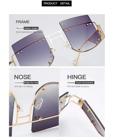 Woman Retro Oversized Big Square Frame UV400 Polarized Sunglasses for Female 2130 - Purple - CI18ZA5A65W $51.01 Oversized