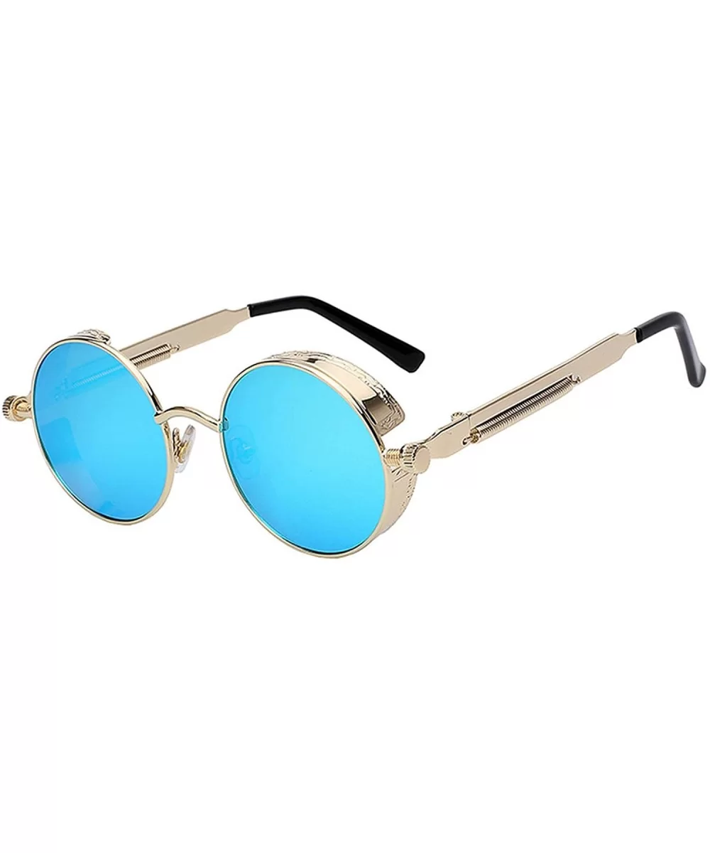 Steampunk Vintage Retro Round Circle Gothic Hippie Colored Plastic Frame Sunglasses Colored Lens - CG186XAT9XW $20.32 Round