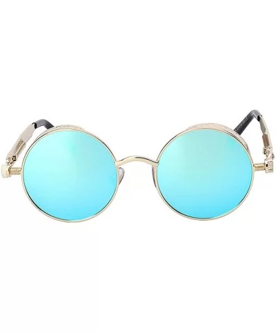 Steampunk Vintage Retro Round Circle Gothic Hippie Colored Plastic Frame Sunglasses Colored Lens - CG186XAT9XW $20.32 Round