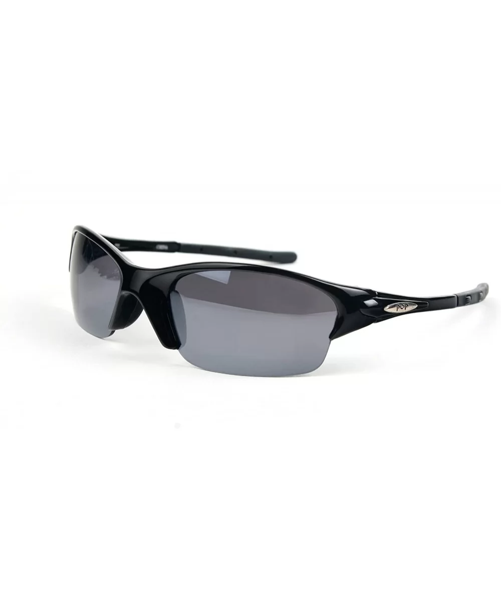 Unisex Half Rim Sporty Wraparound Sunglasses P808 - Black-smoke Lens - CX11C2VYEYP $21.36 Wrap