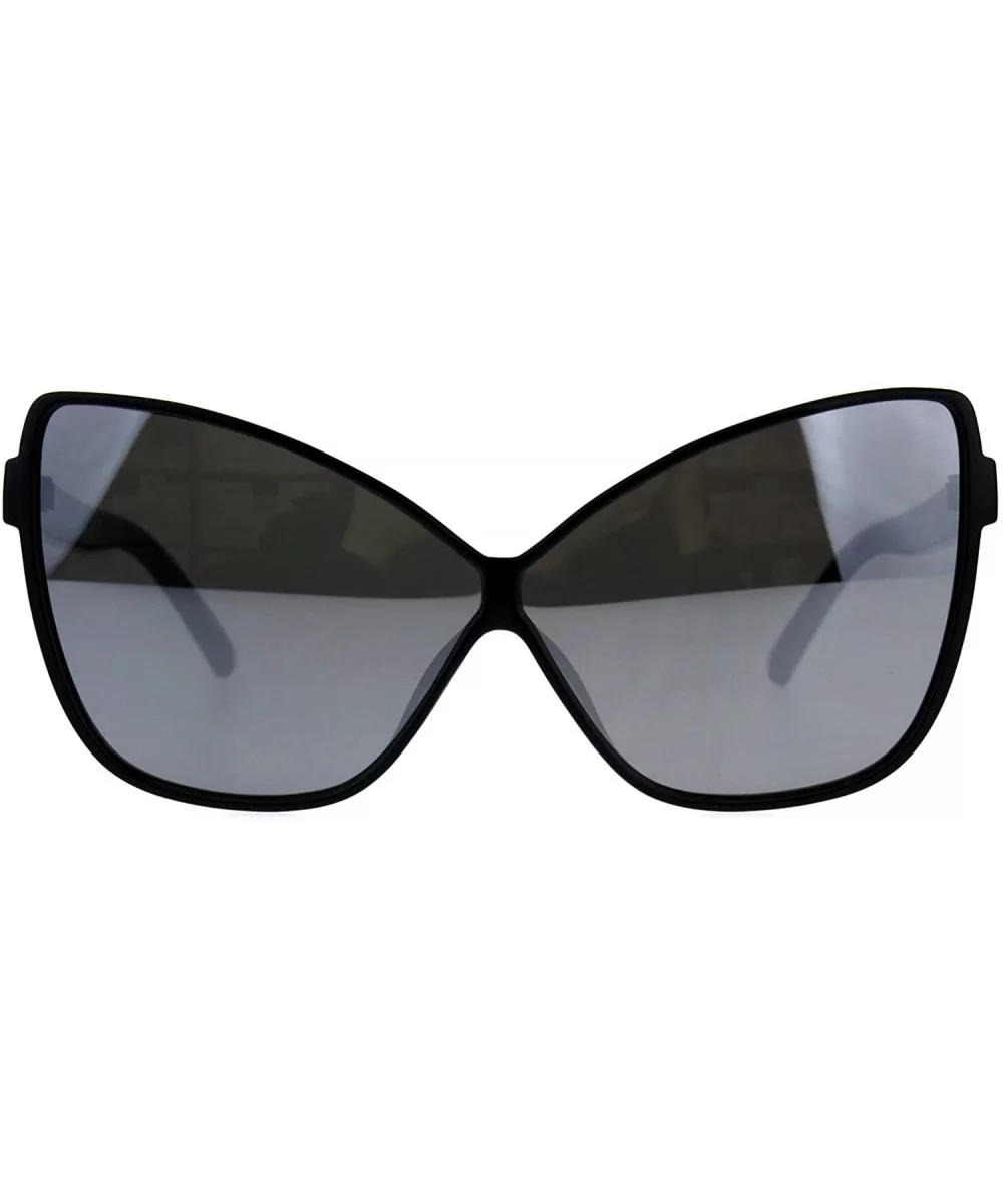 Womens Oversize Cat Eye Butterfly Thin Plastic Color Mirror Sunglasses - Black Silver - C918C98W9WN $13.28 Cat Eye