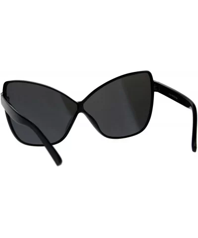 Womens Oversize Cat Eye Butterfly Thin Plastic Color Mirror Sunglasses - Black Silver - C918C98W9WN $13.28 Cat Eye