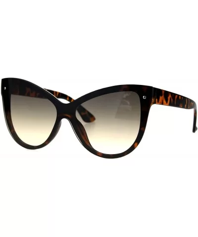 Womens Oceanic Gradient Shield Lens Horned Cat Eye Sunglasses - Tortoise Brown Smoke - CB185OSRG5N $12.53 Cat Eye