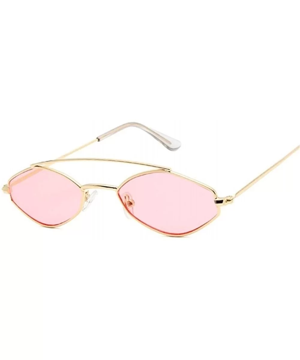 Women Cat Eye Sunglasses Cute Sexy Summer Retro Small Frame Black Red Cateye Sun Glasses - Goldpink - CY198Y3KOHD $14.08 Cat Eye