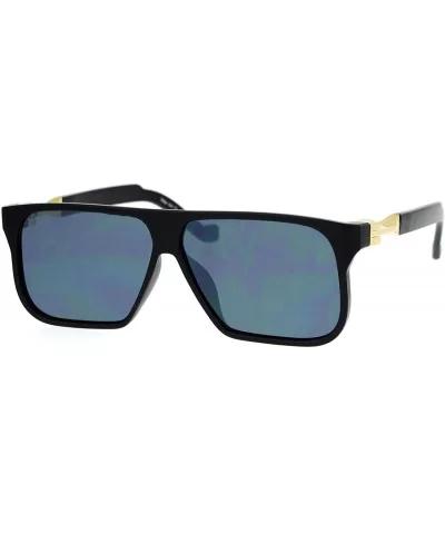 Rectangular Flat Top Futurism Retro Sunglasses - Matte Black Black - CI12N9OHTIV $18.07 Rectangular