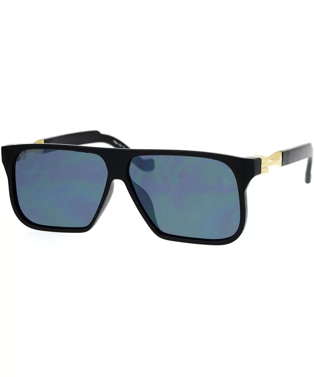 Rectangular Flat Top Futurism Retro Sunglasses - Matte Black Black - CI12N9OHTIV $18.07 Rectangular