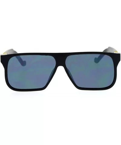 Rectangular Flat Top Futurism Retro Sunglasses - Matte Black Black - CI12N9OHTIV $18.07 Rectangular