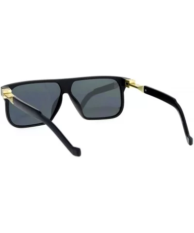 Rectangular Flat Top Futurism Retro Sunglasses - Matte Black Black - CI12N9OHTIV $18.07 Rectangular