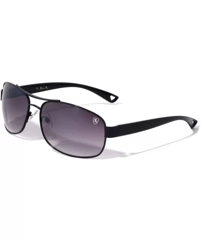 Temple Ear Triangle Plastic Cut Classic Oval Aviator Sunglasses - Smoke Black - CI190ERMCLR $27.91 Aviator