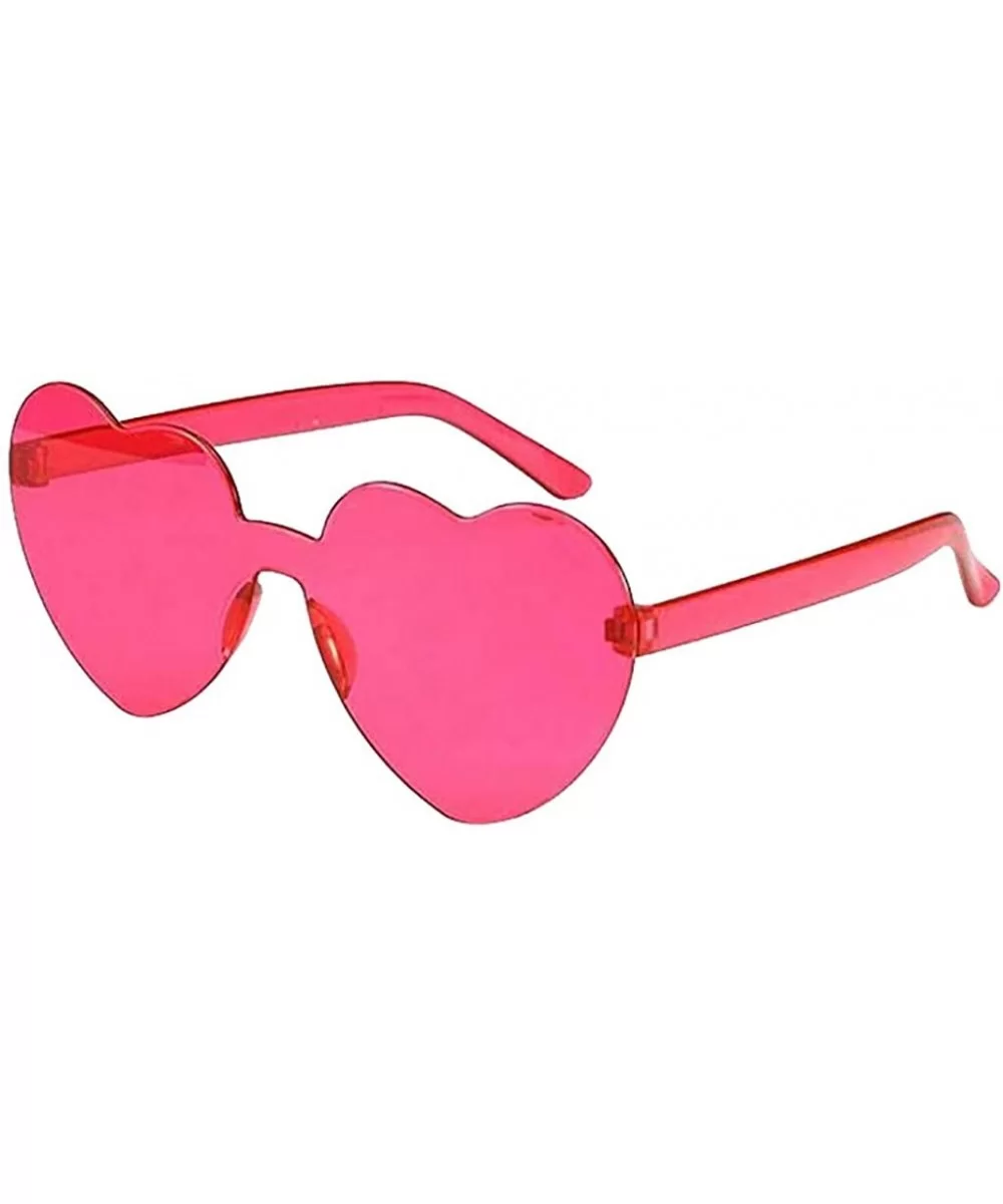 Heart Shaped Rimless Sunglasses One Pieces Transparent Lens Candy Color Frameless Glasses Tinted Love Eyewear - C91905306UO $...