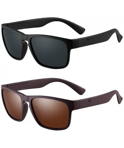 Polarized Sunglasses Anti Glare Blocking - Black&brown - CS198KC788Z $28.25 Square