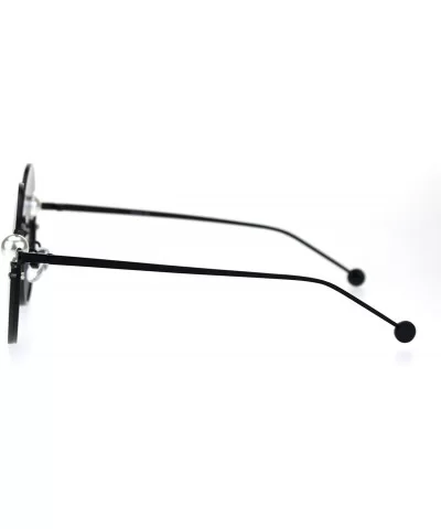 Womens Unique Pearl Jewel Round Exposed Rimless Round Retro Sunglasses - Black Smoke - CW18TZ7AIH2 $19.97 Rimless