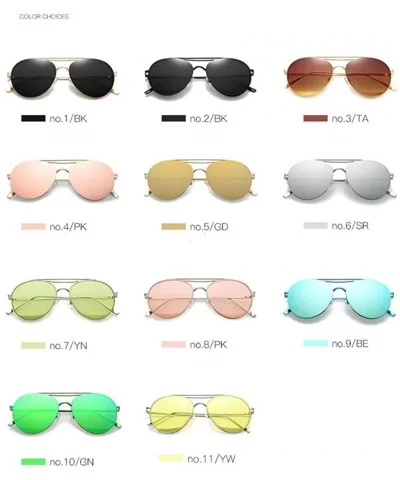 Colorful Tinted Lens Metal Frame Aviator Sunglasses Light Color Lens Glasses - C9 Blue Frame/Mirrored Blue Lens - CE18OYZ74RI...